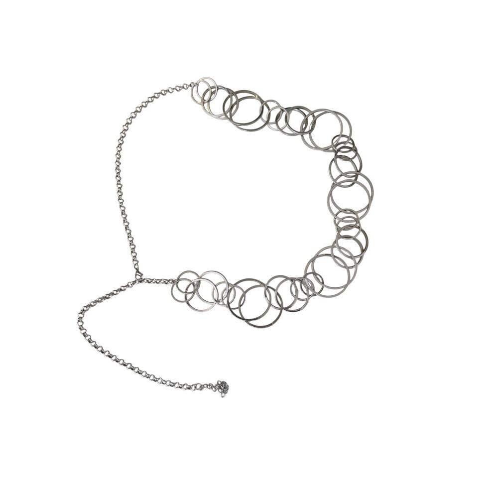 Y2K silver circles metal chain belt adjustable one size hip boho festival dance